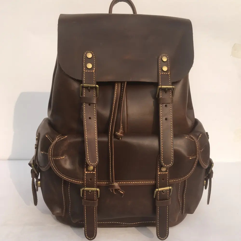 Structured Fit Mens Leather Backpack – Brown | Daily Travel | Old Money Vintage Leather