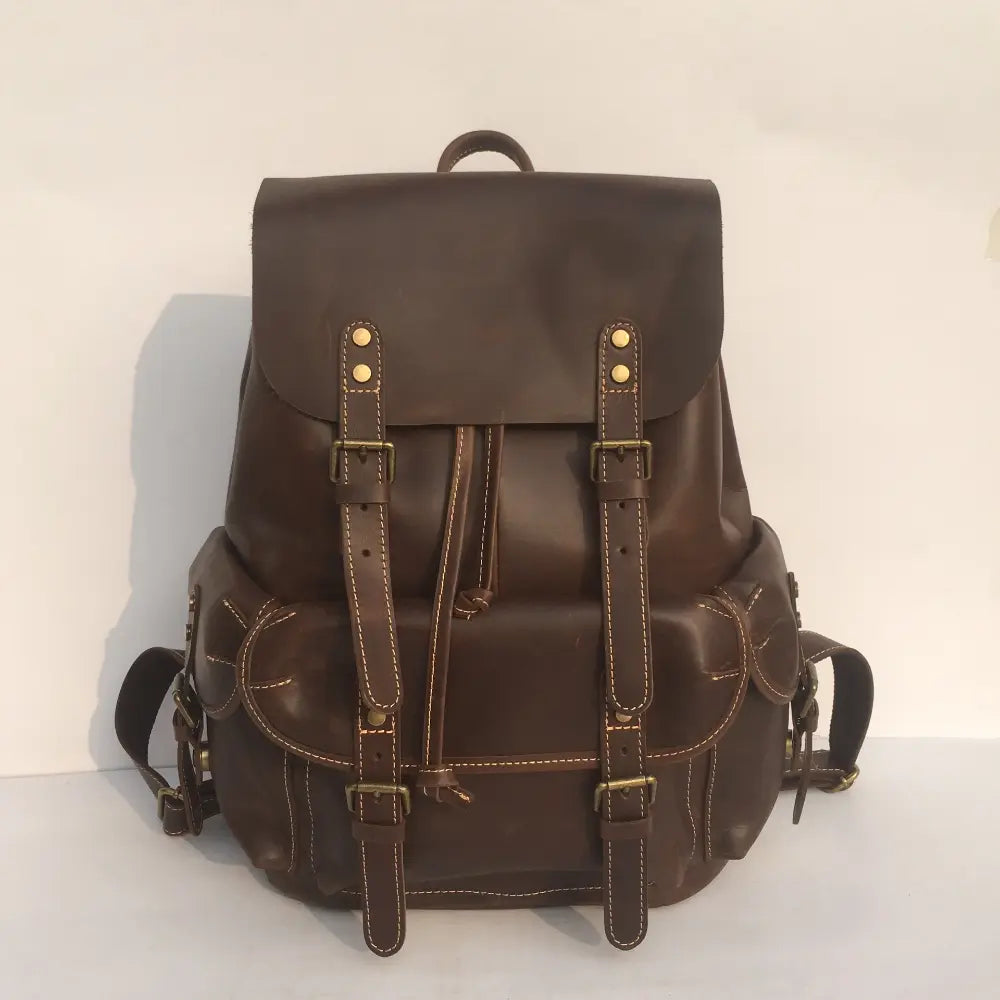 Structured Fit Mens Leather Backpack – Brown | Daily Travel | Old Money Vintage Leather