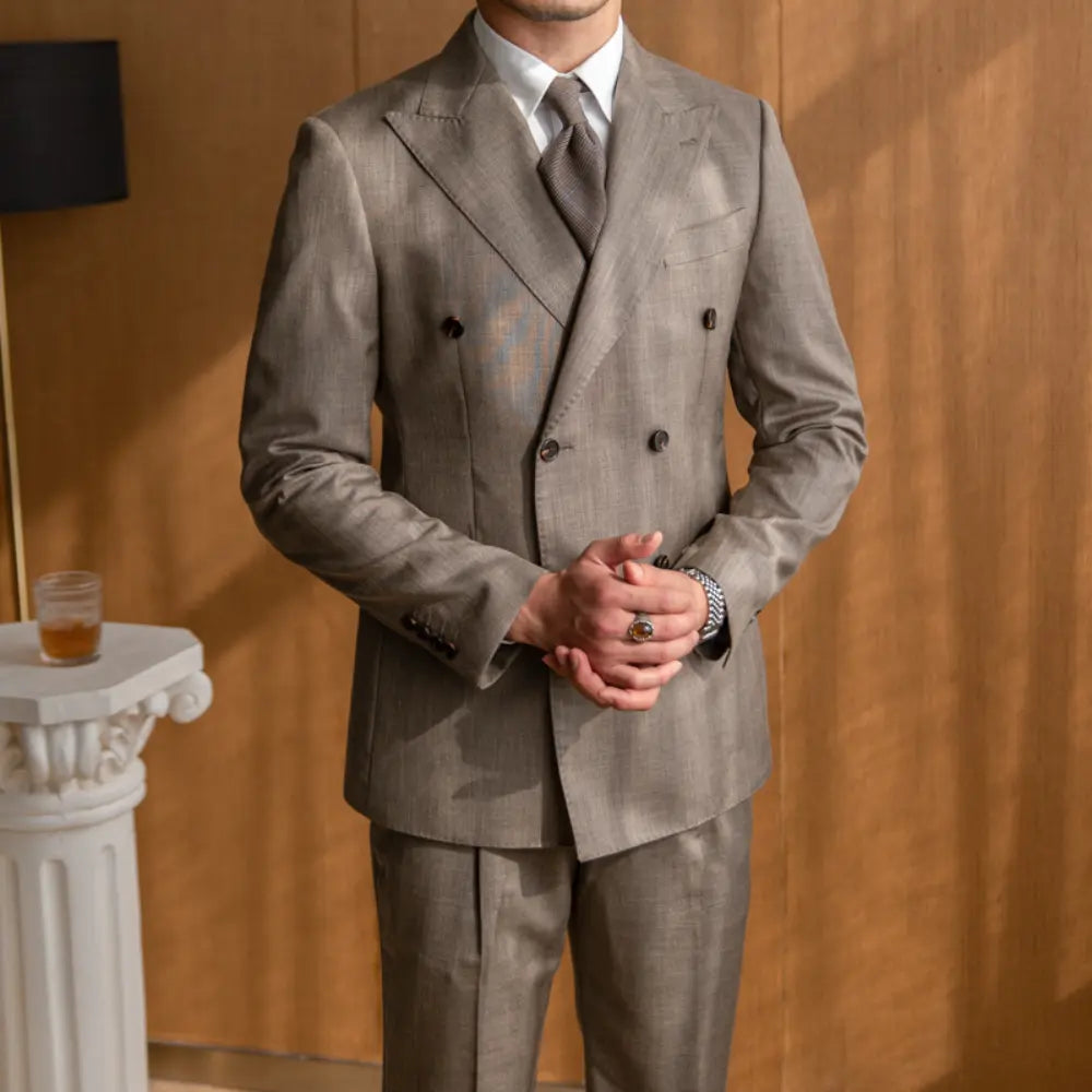 Brown double-breasted suit