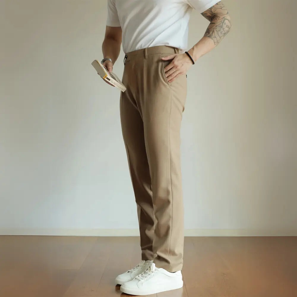 Men's Slim Fit Elastic Straight Commuter Trousers Prendersons