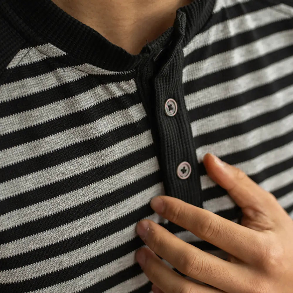 Loose Fit Long Sleeve Striped Shirt – Flower Dark Gray | Spring Leisure | Old Money Menswear Prendersons