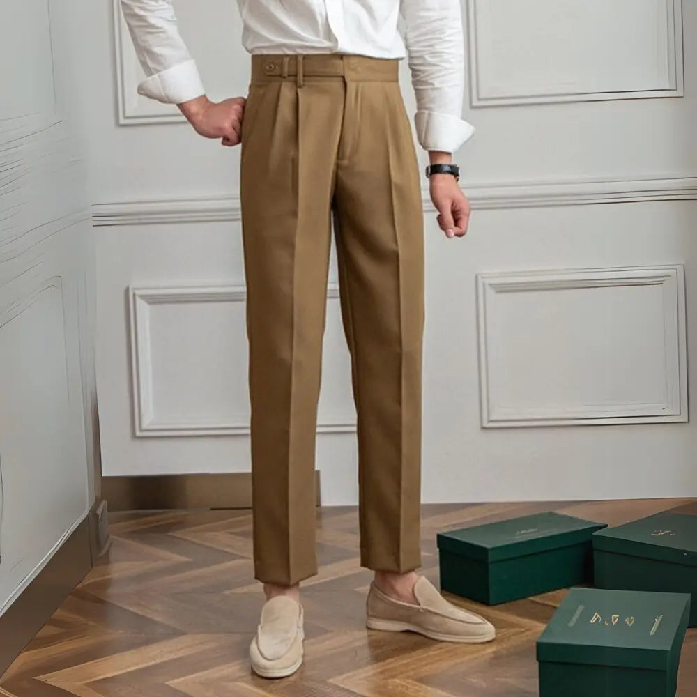 Straight Fit Cropped Pant for Men – Spring-Autumn Essential | British Old Money Menswear