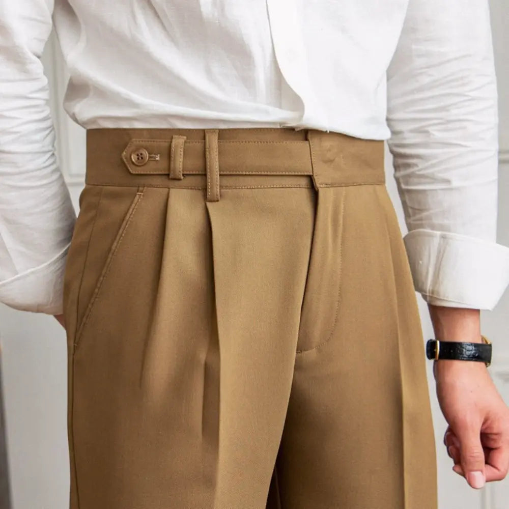 Straight Fit Cropped Pant for Men – Spring-Autumn Essential | British Old Money Menswear