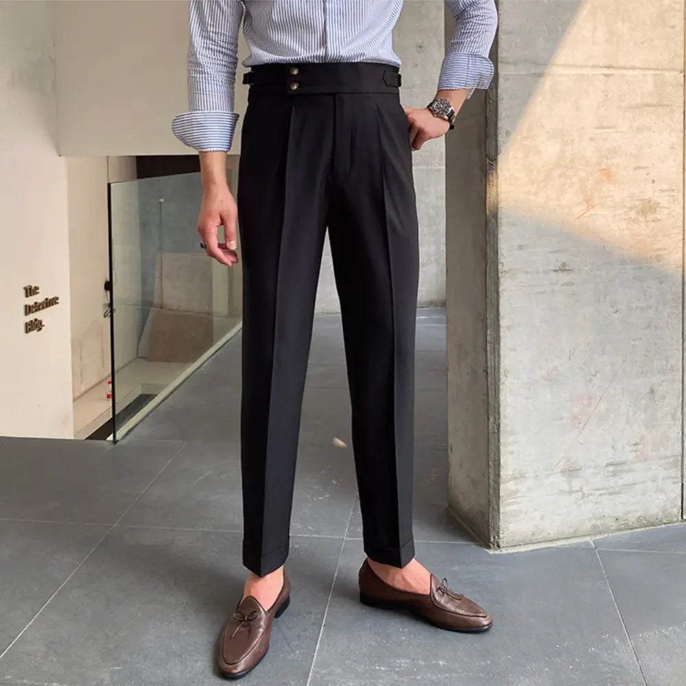 New Men's Naples Straight Leg High Waist Pants – White, Black, Khaki | Daily Wear | Old Money Leisure Fit