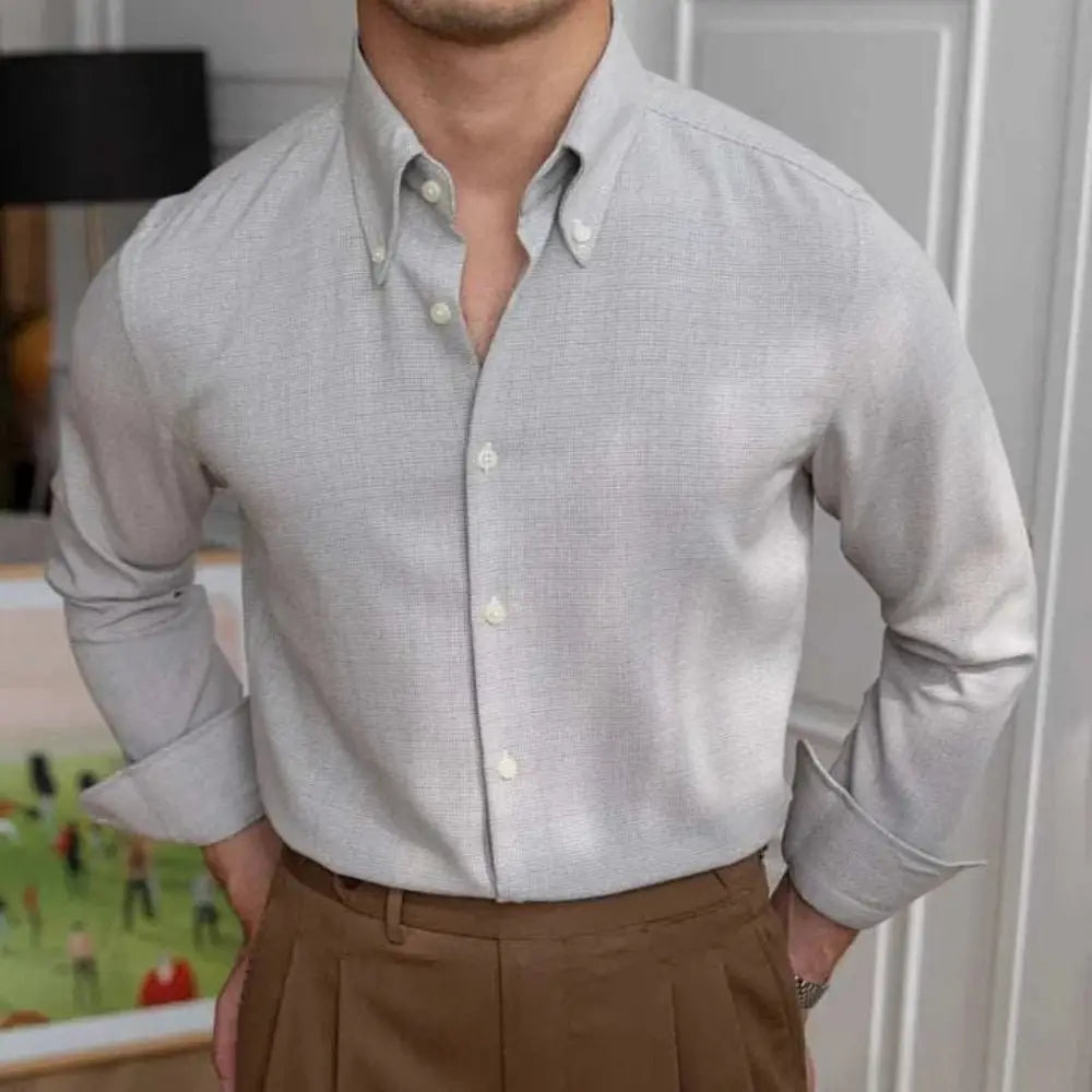 Relaxed Fit Casual Long Sleeve Shirt – Solid Colours | Office Ready | Quiet Luxury Aesthetic