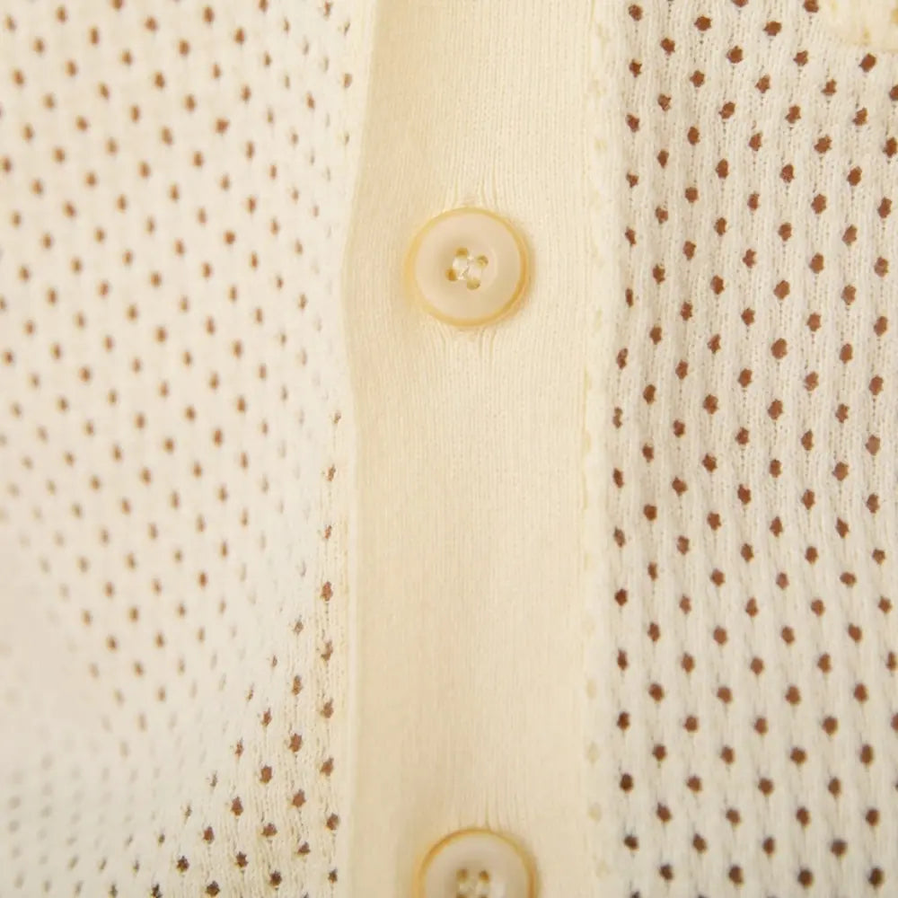 Refreshing Vacation Casual Pure Cotton Hollow Short Sleeve Prendersons