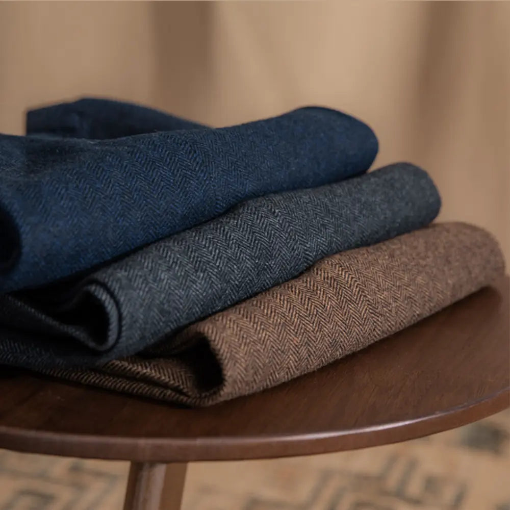 Retro British Wool Herringbone Trousers Prendersons