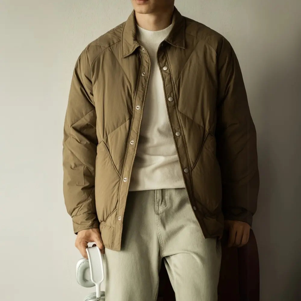 Shirt Collar Down Jacket Men's New Winter Rhombus Tooling Prendersons