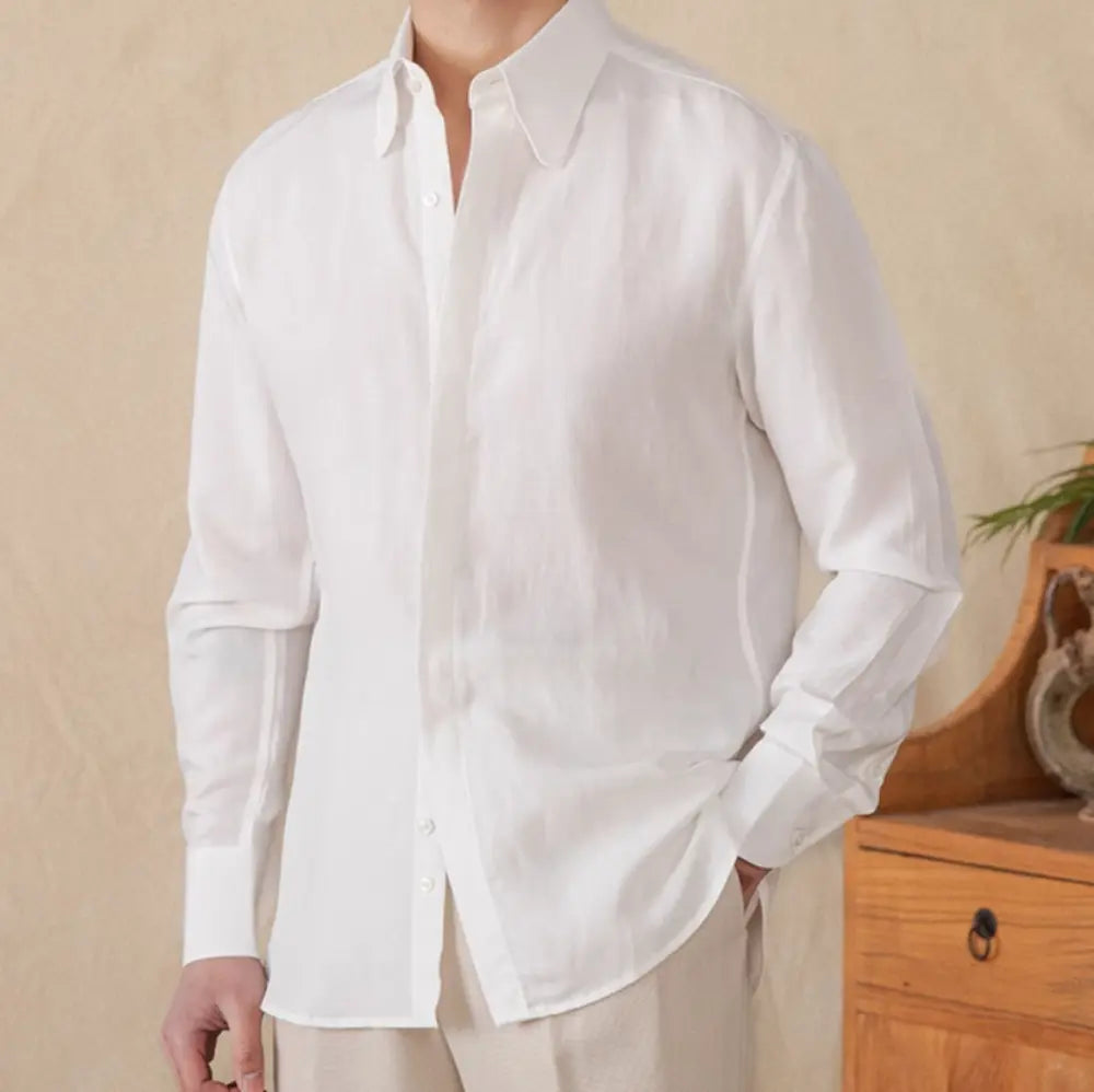 Skin-friendly Draping Lyocell Long Linen Sleeves Shirt Prendersons