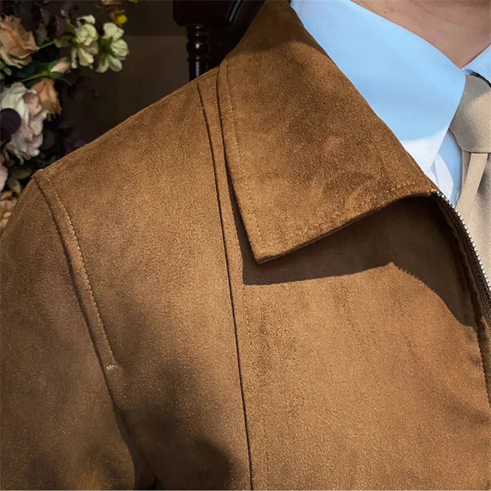 Suede Coffee Bomber Jacket For Man Prendersons