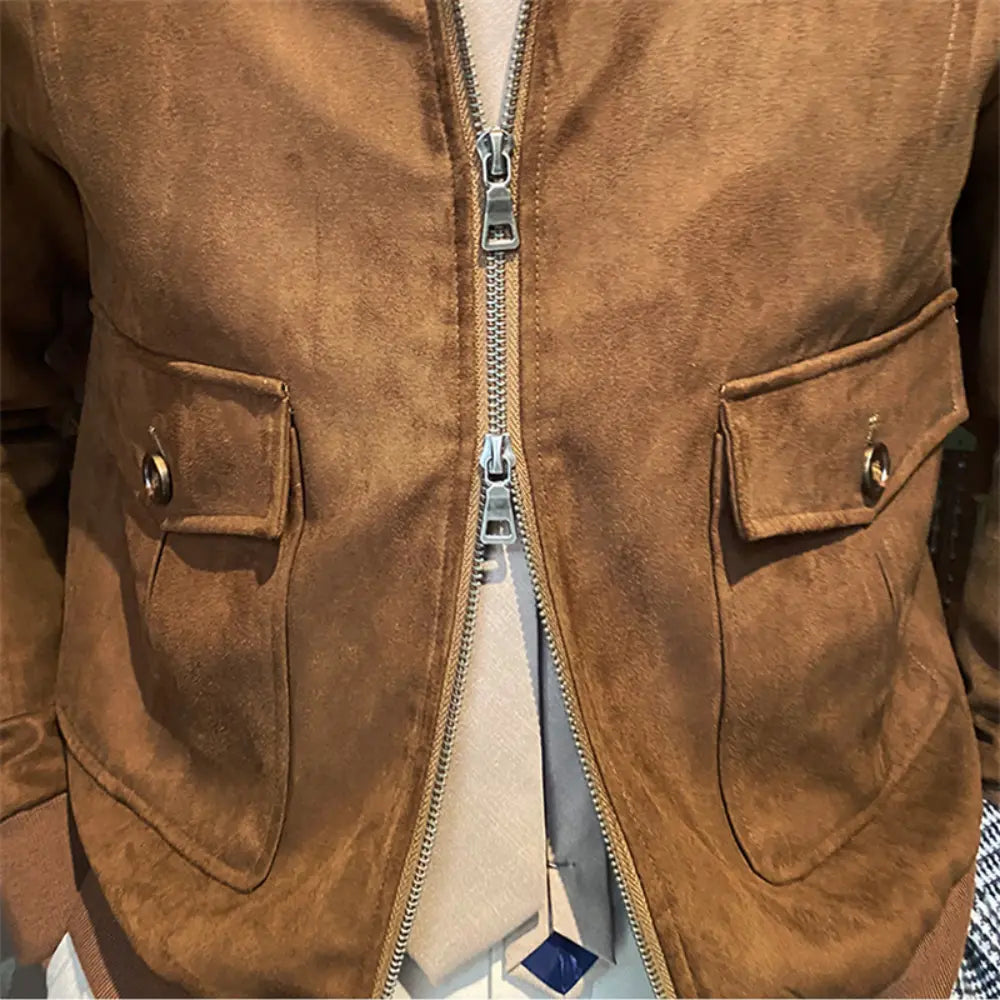 Suede Coffee Bomber Jacket For Man Prendersons