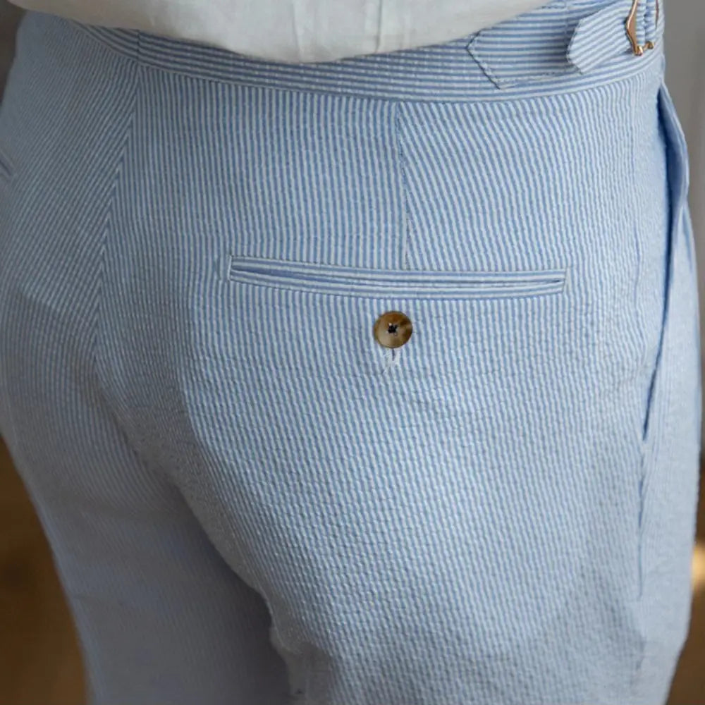 Summer High Waist Straight Blue Striped Casual Pants Prendersons