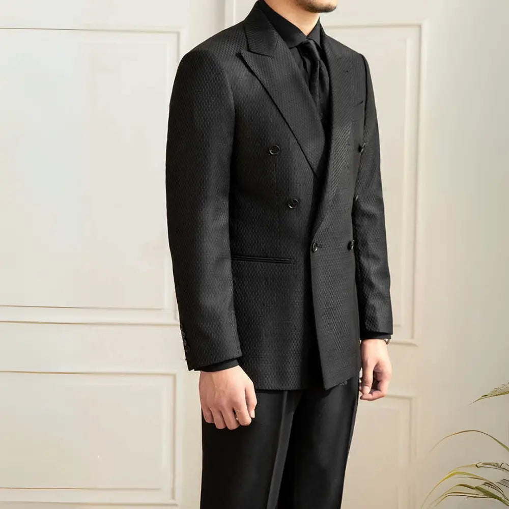 Texture Black Plaid Suit Commute Leisure Prendersons