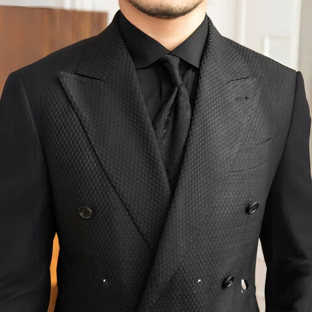 Texture Black Plaid Suit Commute Leisure Prendersons