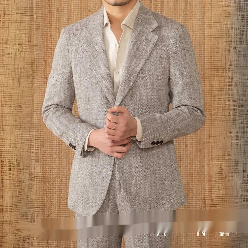 Thin Cotton And Linen Gentry With Half Lining Italian Casual Suit Prendersons