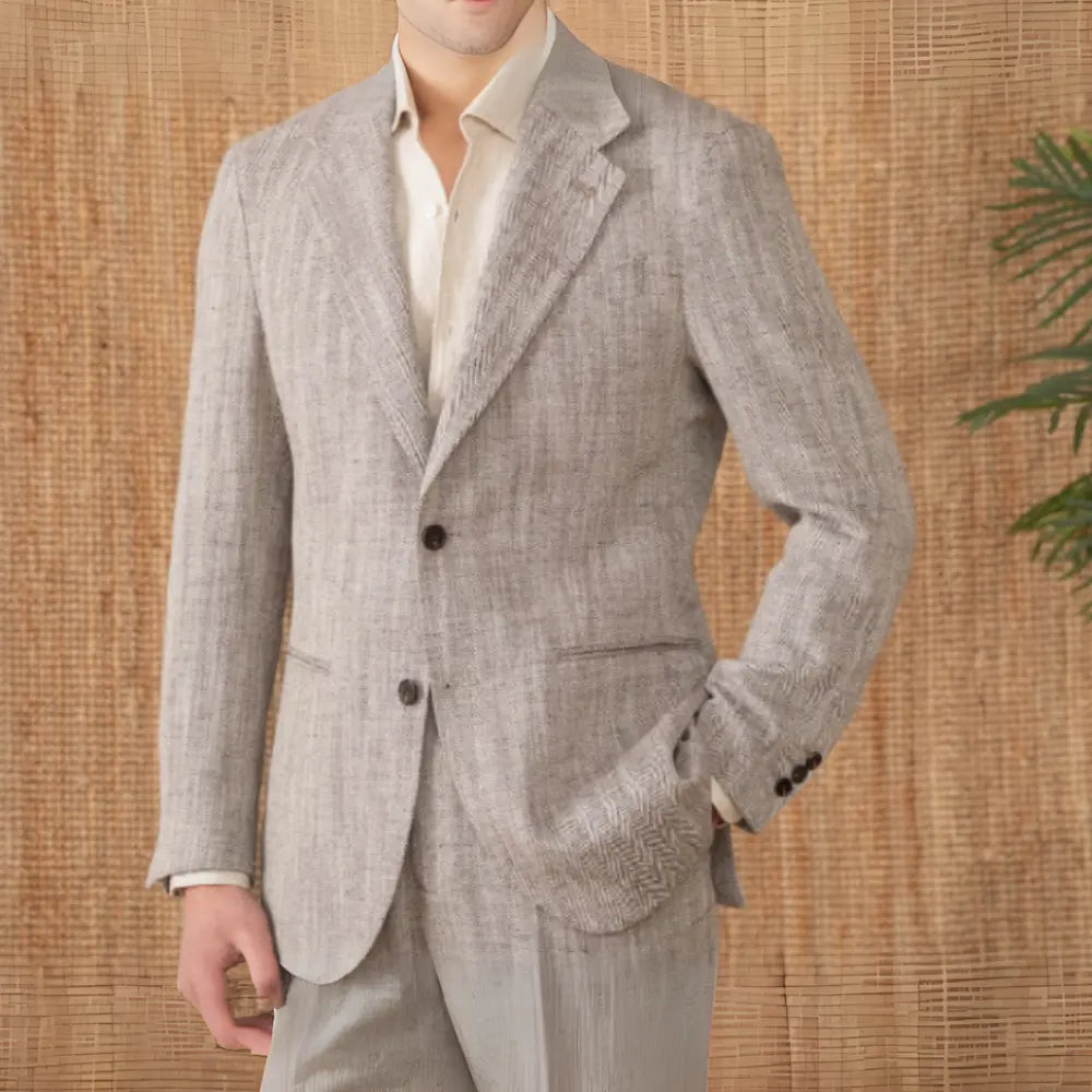 Slim Fit Italian Casual Suit – Black or Coffee | Summer Lightweight | Linen Blend Style