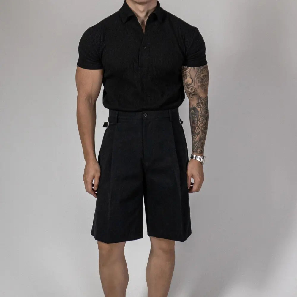 Men’s black short sleeve polo