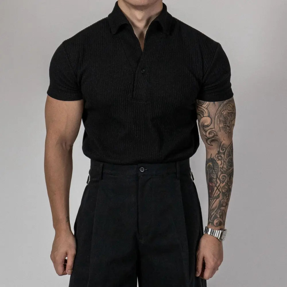 Men’s black short sleeve polo