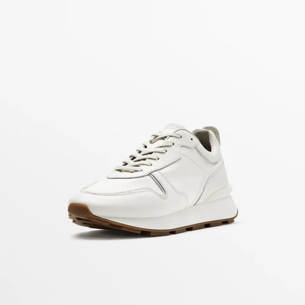 Top Layer Leather Men's Flat Round Toe White Shoes Prendersons