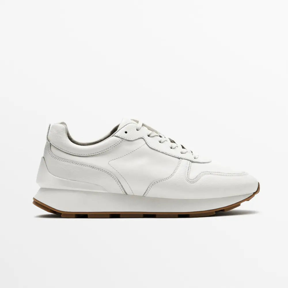 Top Layer Leather Men's Flat Round Toe White Shoes Prendersons
