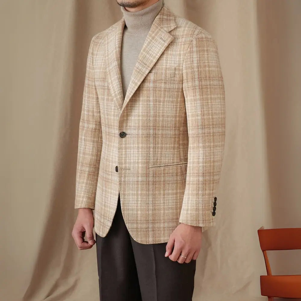 Slim Fit Wool Retro Blazer – Khaki | Versatile Formalwear | Timeless Old Money Style