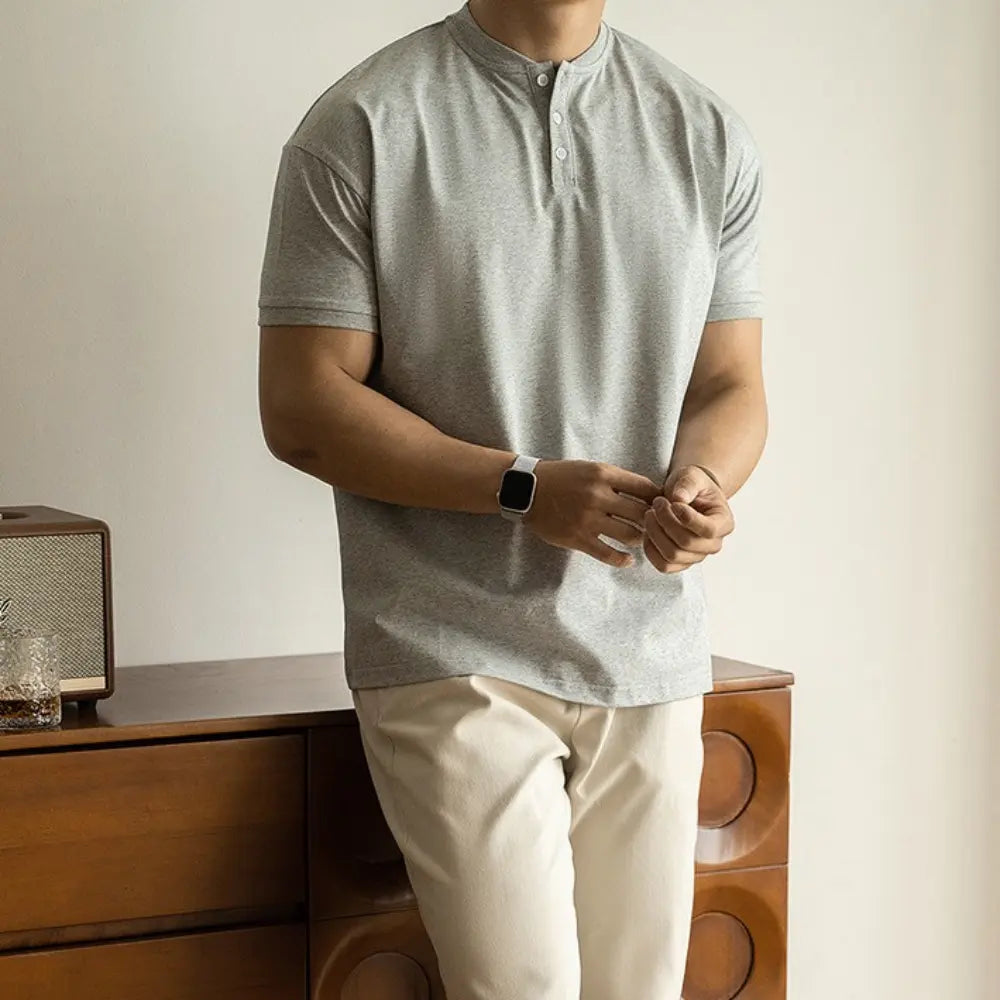 American Casual Henry Collar Breathable Thin Short Sleeve Prendersons