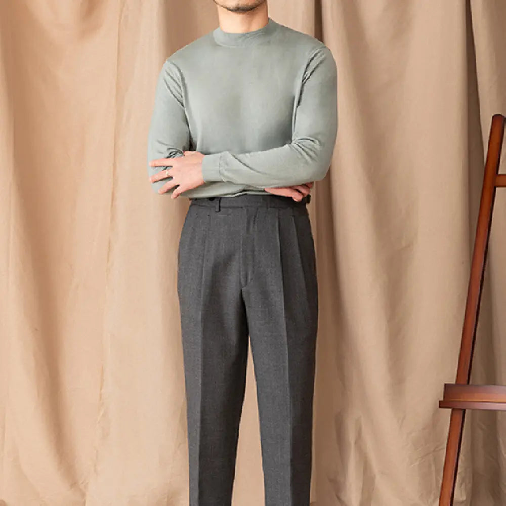 Self-heating Solid Color Basic Half Turtleneck Men's Sweater Prendersons