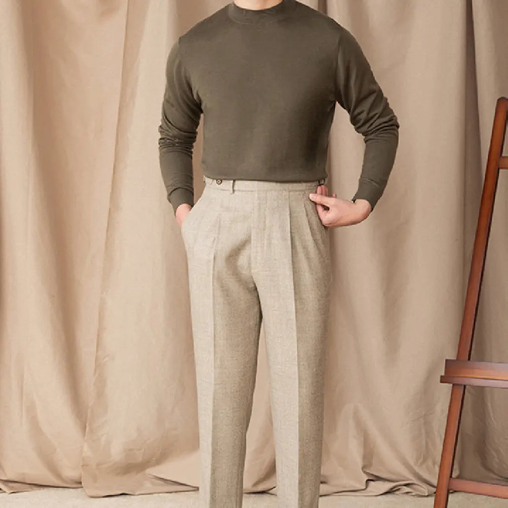 Self-heating Solid Color Basic Half Turtleneck Men's Sweater Prendersons