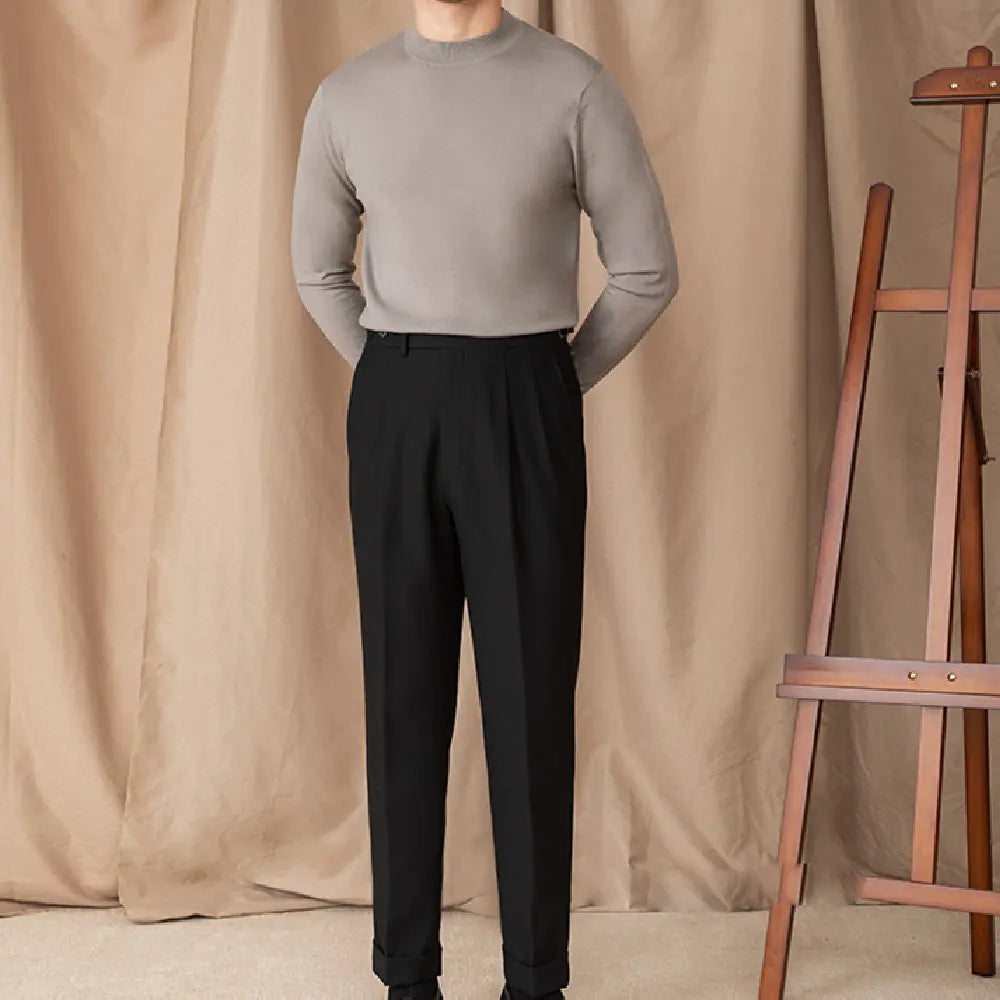 Self-heating Solid Color Basic Half Turtleneck Men's Sweater Prendersons
