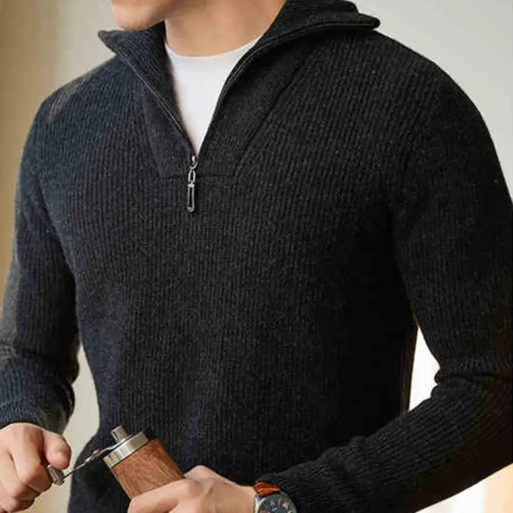 Regular Fit Textured Sweater – Ancient Blue | Casual Pullover | Pure Wool Warmth