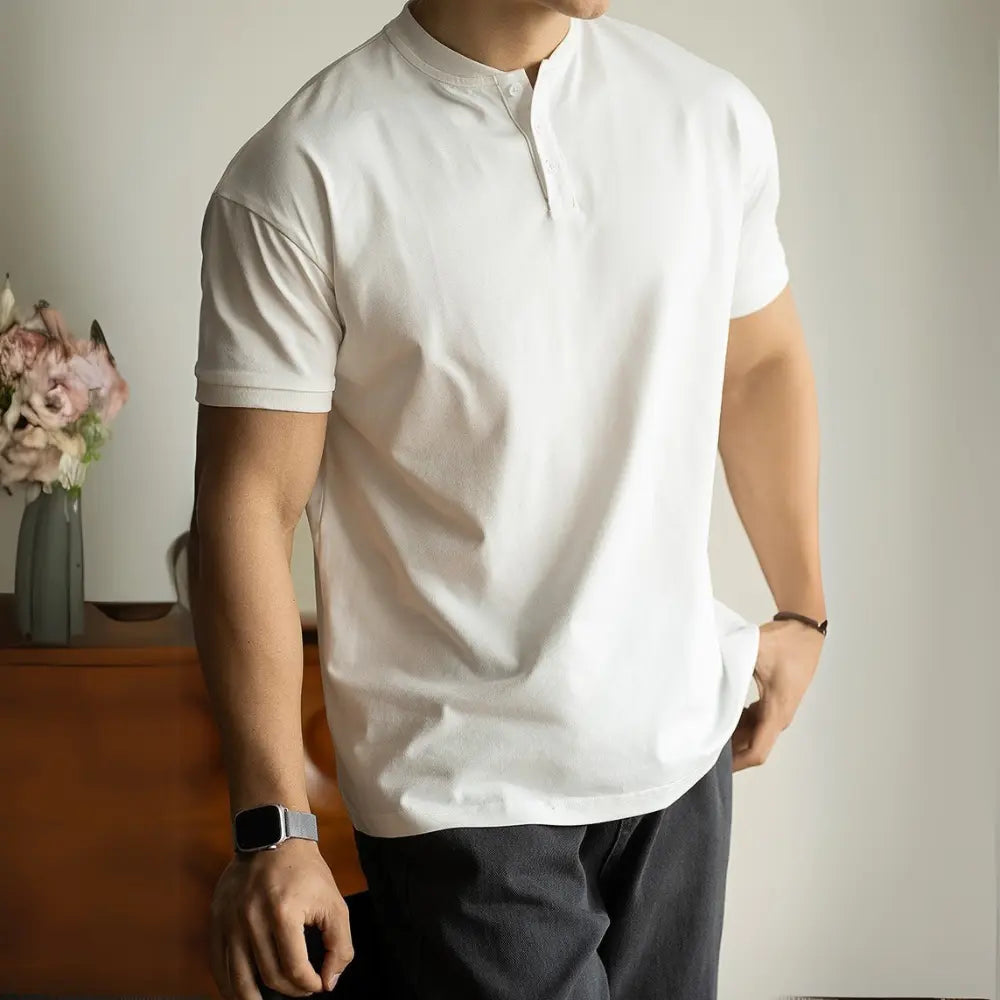 American Casual Henry Collar Breathable Thin Short Sleeve Prendersons