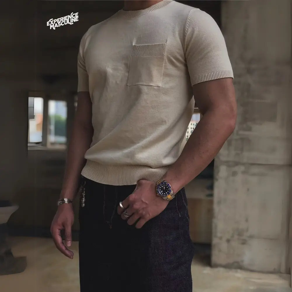 Italian knit round neck t shirt