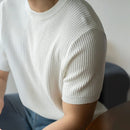 American Retro Waffle Drape Round Neck Short Sleeve T-shirt Prendersons