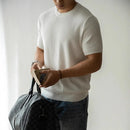 American Retro Waffle Drape Round Neck Short Sleeve T-shirt Prendersons