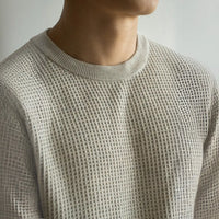 American Retro Waffle Drape Round Neck Short Sleeve T-shirt Prendersons