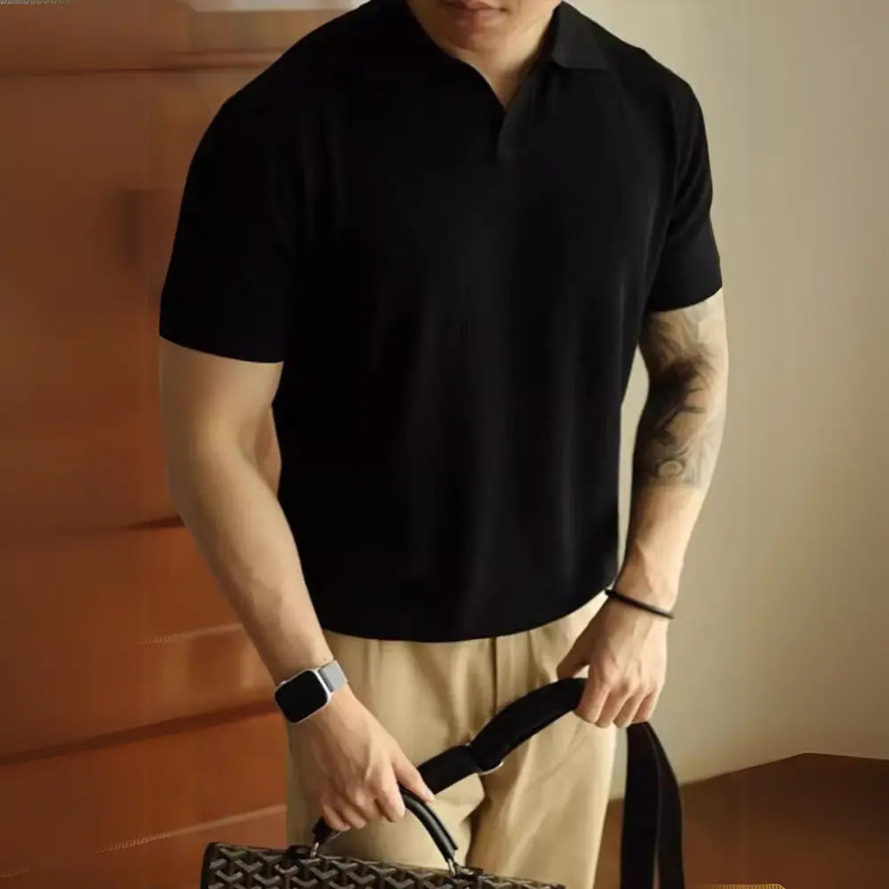 American Polo V Neck T Shirts for Men – Black
