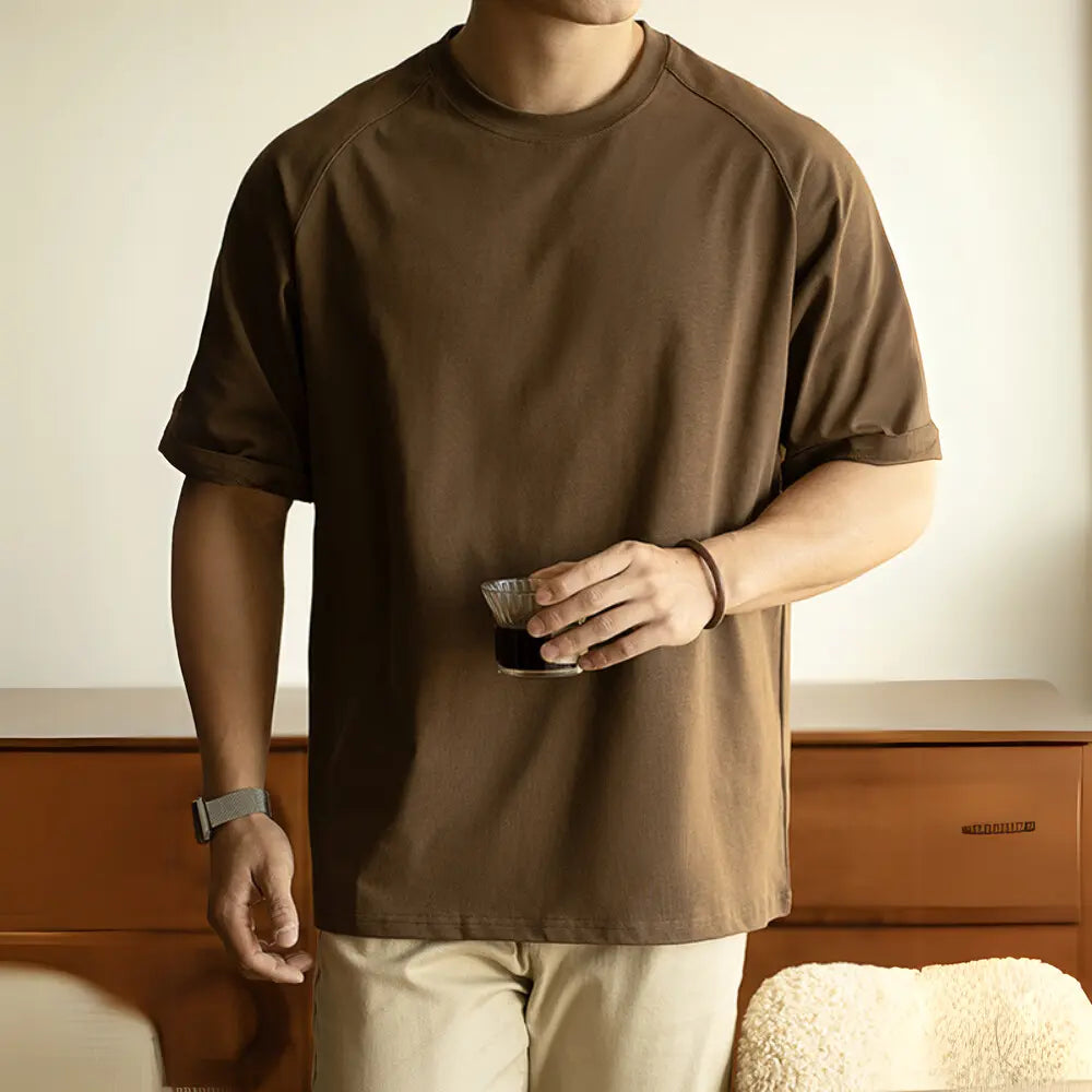 Loose Fit Mens Raglan Sleeve T shirts – Cream White | Summer Essential | Old Money Menswear