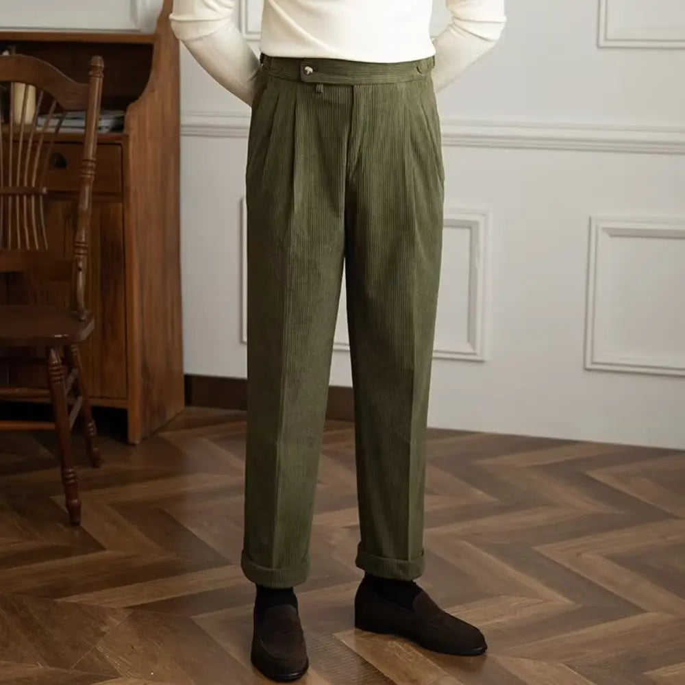 Straight Fit Korean Style Men's Corduroy Pants – Brown, Green, Black, Beige | Autumn Sportswear | Old Money Menswear
