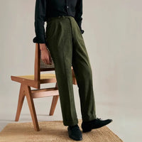 Autumn And Winter Corduroy Suit Pants Man Pair Pleated Design Loose Straight Prendersons