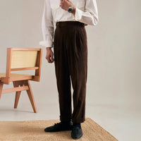 Autumn And Winter Corduroy Suit Pants Man Pair Pleated Design Loose Straight Prendersons