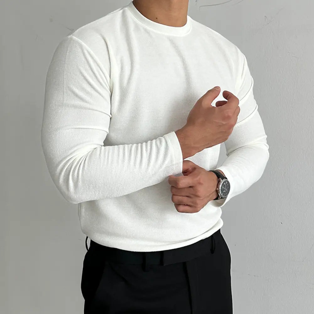 Model wearing men's undershirts
