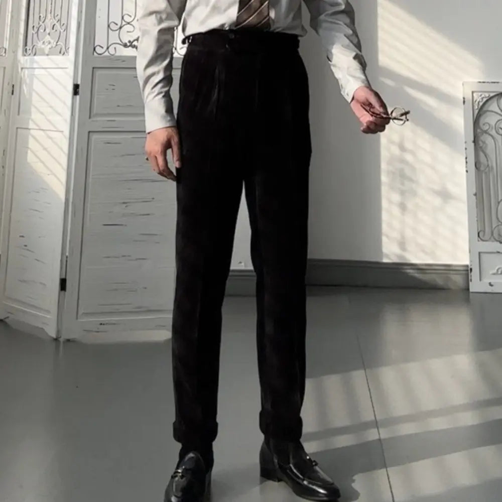 Straight Fit Corduroy Pants – Brown, Black & Beige | Leisure | Old Money Menswear