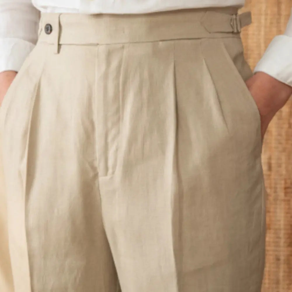 Breathable Linen High Waist Straight Loose Trousers – White, Army Green, Khaki | Spring & Summer