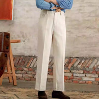 British Cotton Jeans Autumn And Winter Old Money Style Original Embryo Color Straight Bootcut Pants Prendersons
