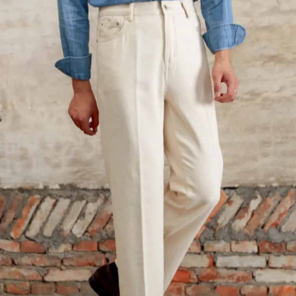 British Cotton Jeans Autumn And Winter Old Money Style Original Embryo Color Straight Bootcut Pants Prendersons