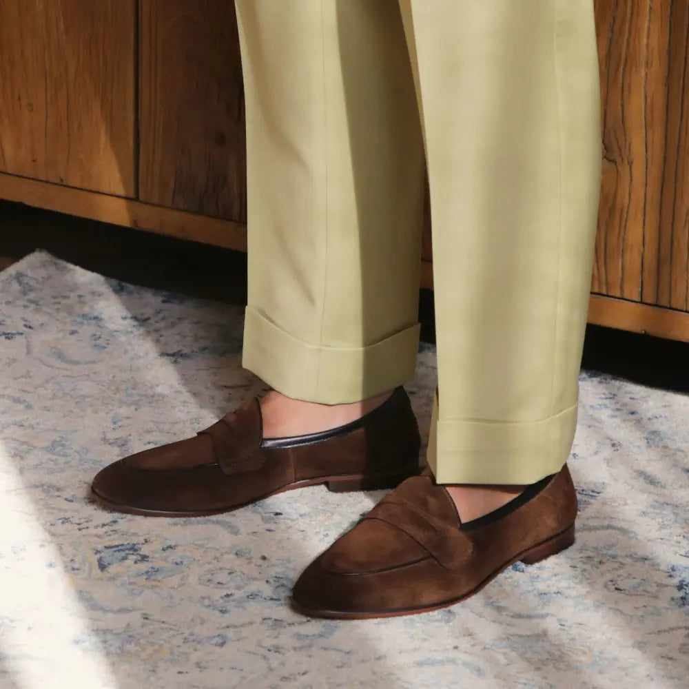 British Style Slim Fit Men's Square Toe Shoes – Brown | British Casual Slip-On | Old Money Footwear