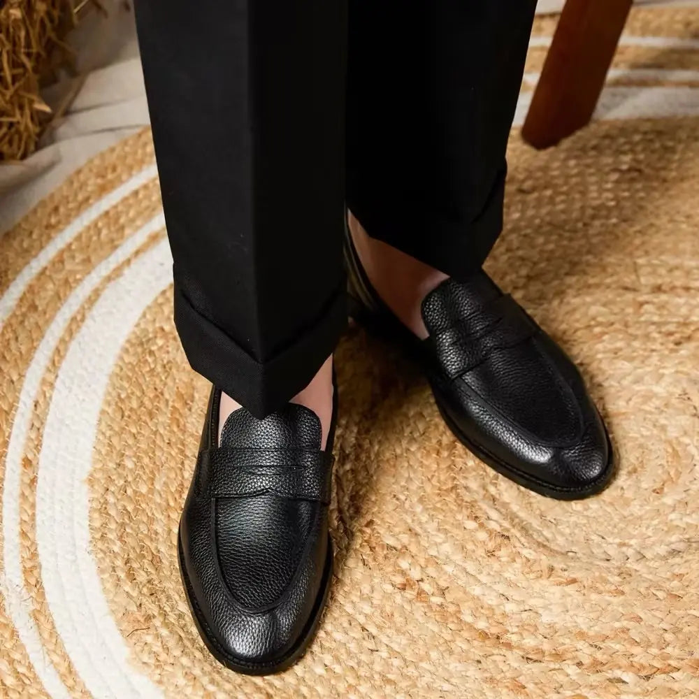Classic Fit British Men's Loafer – Black | Spring-Autumn Essential | Vintage Polished Cowhide