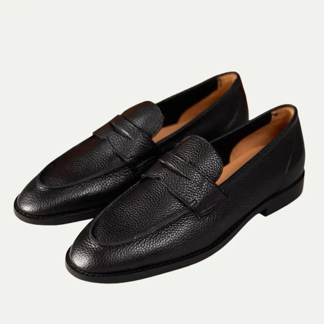 Classic Fit British Men's Loafer – Black | Spring-Autumn Essential | Vintage Polished Cowhide