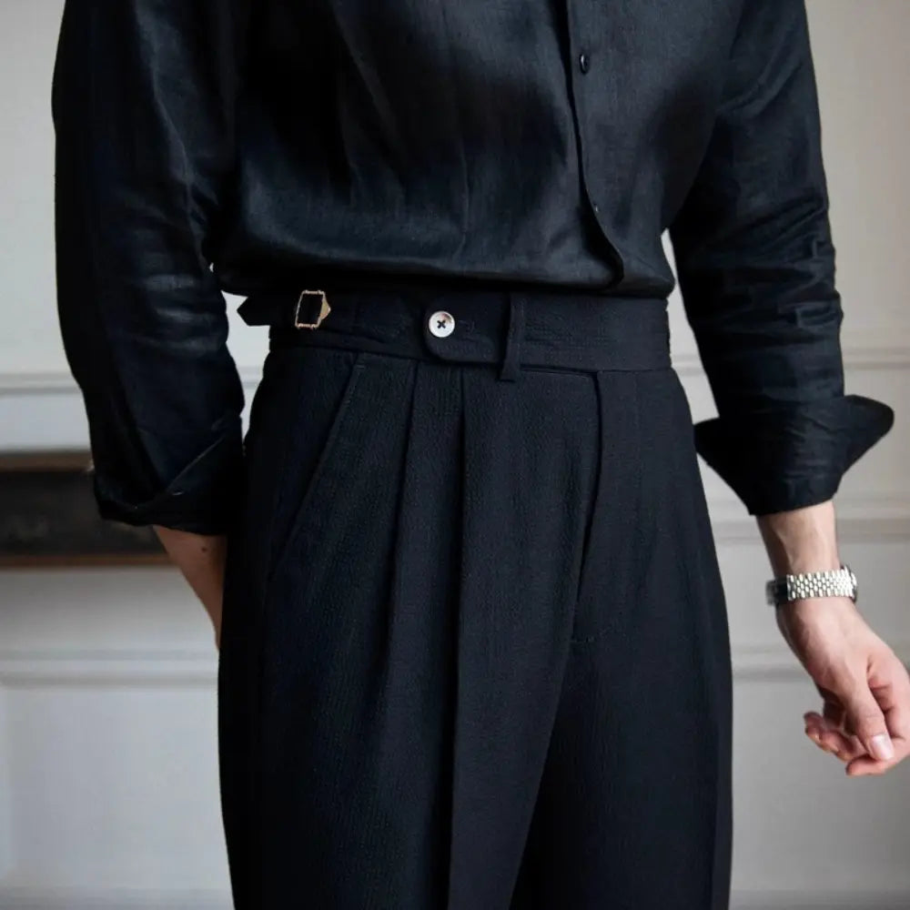 Men's Regular Fit Business Casual Trousers – Dark Blue | Leisure Commute | Old Money Menswear