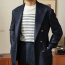 Business Commute Contrast Color Long Sleeves Mens Striped Sweater– White & Navy | Old Money Knitwear Prendersons